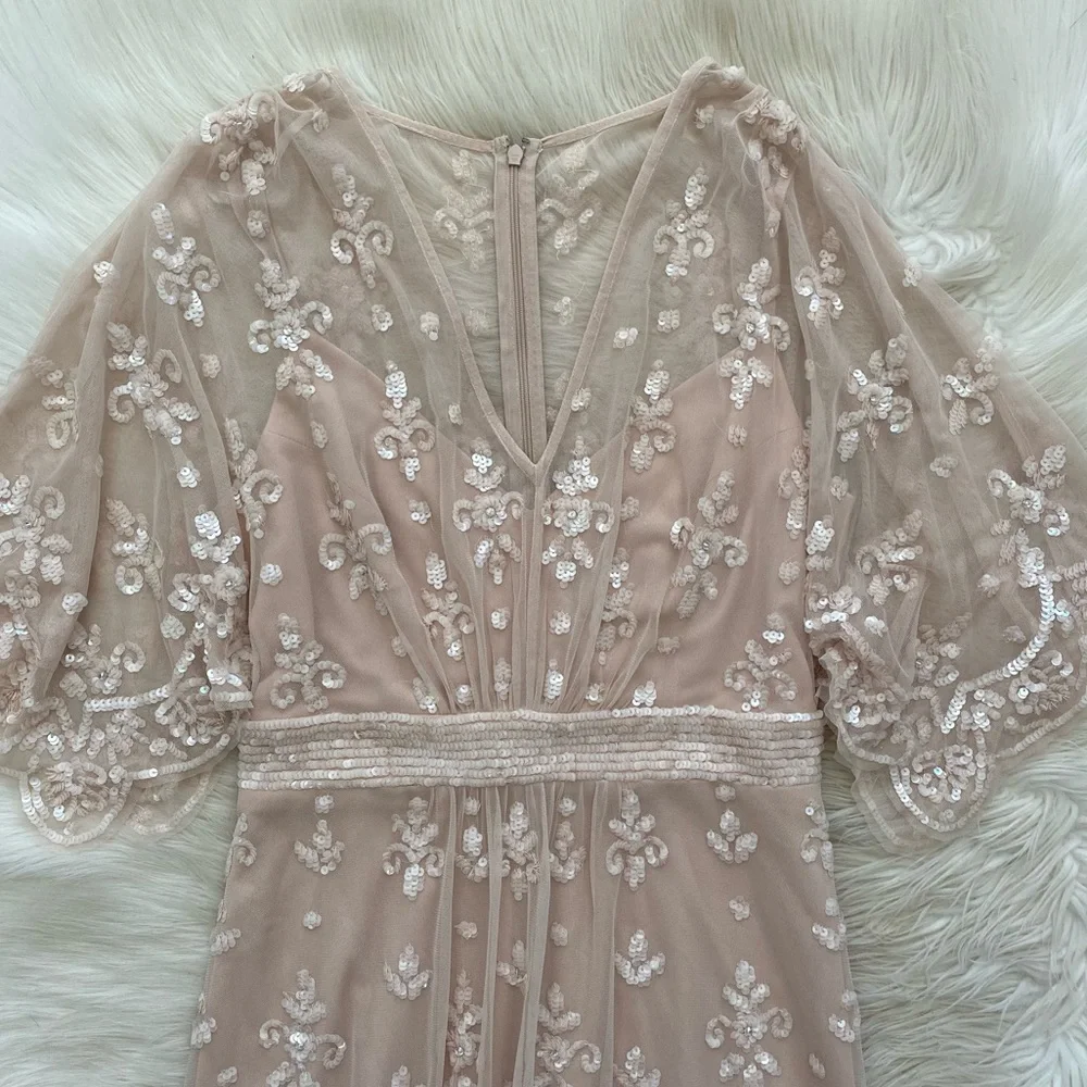 Mac Duggal Blush Pink Embroidered Maxi Dress - Picture 3 of 14